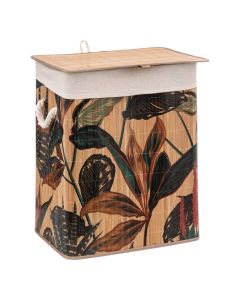 Laundry basket, Palawan, with handles, natural bamboo/fabric, colorful, 40x30xH50 cm