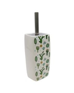 Toilet brush holder, ceramic, white/green, 11x11xH38 cm