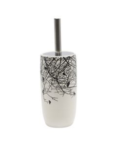 Toilet brush holder, ceramic, white/black, 12xH38 cm