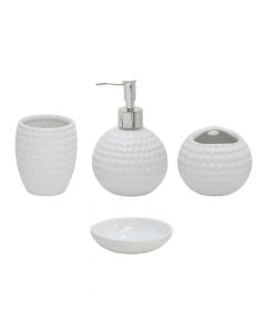Bathroom accessory set, 4 pieces, ceramic, white