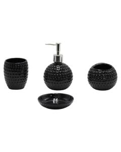 Set aksesorë tualeti, 4 copë, qeramikë, e e zezë