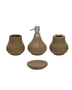 Set aksesorë tualeti, 4 copë, qeramikë, e kafe