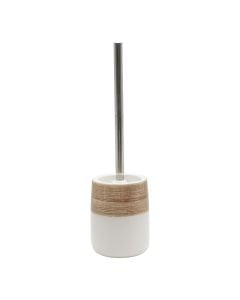 Toilet brush holder, ceramic, white/brown, 12xH39 cm