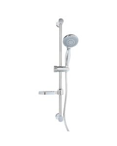 Set of shower head + sliding shower, Plan, 3 functions, chrome/abs, silver