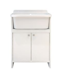 Set mobilje lavamani, montim në tokë, e bardhë, me regjister, 55x34x78 cm