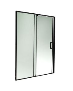 Shower cabin, stainless steel profile, black, 8 mm glass, 140xH190 cm