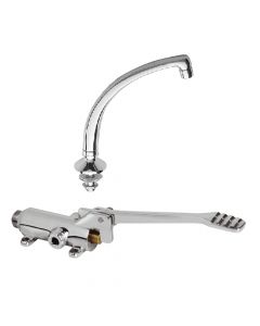 Mixer tap with pedal, industrial, stainless steel, silver, 1/2''