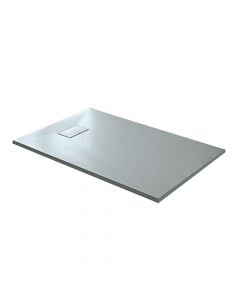 Shower tile, stone effect, resin/fiberglass, gray, 80x120xH2.8 cm