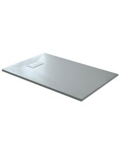 Shower tile, stone effect, resin/fiberglass, gray, 80x140xH2.8 cm