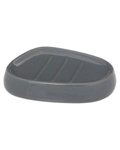 Soap holder, ceramic, gray, 12x9.5xH2.5 cm