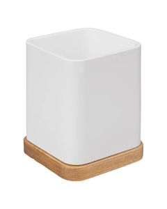 Toothbrush holder, Natureo, polyresin, white, 10x8xH8.5 cm