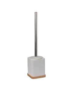 Toilet brush holder, Natureo, polyresin/stainless steel, white, 9x9xH35.5 cm
