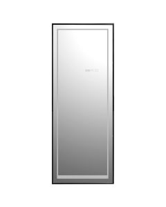 Pasqyrë drejtkëndore me ndriçim Led, rezistencë avulli, kornizë amumini, ndezja /fikja me prekje, e zezë, 50x150 cm