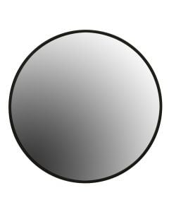 Pasqyrë rrethore ndriçim Led, kornizë alumini, ndezja/fikja me prekje, e zezë, 80x80 cm