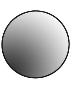 Pasqyrë rrethore ndriçim Led, kornizë alumini, ndezja/fikja me prekje, e zezë, 90x90 cm
