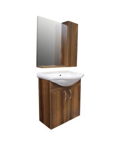 Toilet furniture set, Square, wall mounting, melamine, dark brown, 65 cm