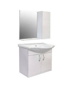 Toilet furniture set, Square, wall mounting, melamine, white, 80 cm