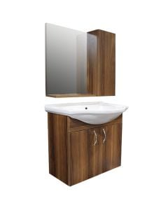Toilet furniture set, Square, wall mounting, melamine, dark brown, 80 cm