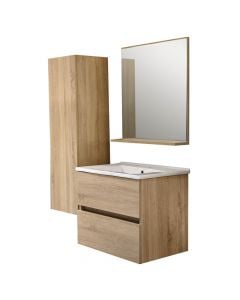 Toilet furniture set, Leaf, wall mounted, with drawers, Mdf, walnut, 65 cm