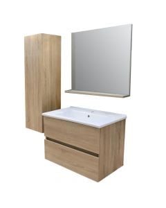 Toilet furniture set, Leaf, wall mounting, with drawers, Mdf, walnut, 80 cm