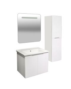 Set mobilje tualeti, Cloud, montim në mur, me hapje, Mdf, e bardhë, 65 cm