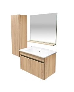 Toilet furniture set, Leaf, wall mounting, with opening, Mdf, LED, dark brown, 80 cm