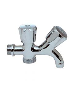 Brass Faucet, 2 Outlets, Silver, 1/2''X3/4''