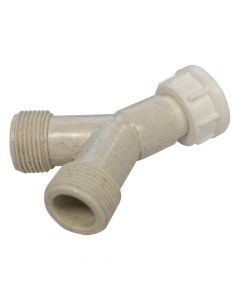 Washing machine connector, with 2 outlets, Abs/plastic, white, F-3/4''xM-3/4''