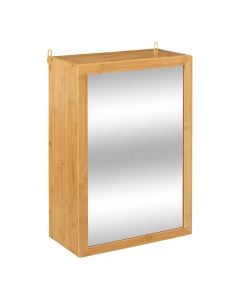 Raft shumëfunksional, me pasqyrë, Bambu/xham/Mdf E1, kafe, 58x38.5xH20cm