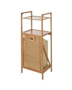 Toilet furniture with loundry basket, bamboo, natural wood, H95 x L40 x D30 cm