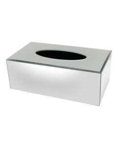 Tissue holder, resin and glass, grey, 24x14xH9 cm