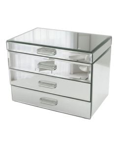 Storage box, resin and glass, grey, 24x16xH18 cm