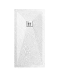 Set pllakë dushi+ piletë shkarkimi, rezinë , me efekt guri, e bardhë, 160x80xH2.5 cm