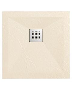 Set pllakë dushi+ piletë shkarkimi, rezinë , me efekt guri, bezhë, 90x90xH2.5 cm