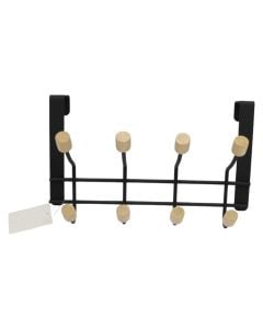 Clothes hanger, 4 hooks, on the door, metal, black, 28x5xH17 cm