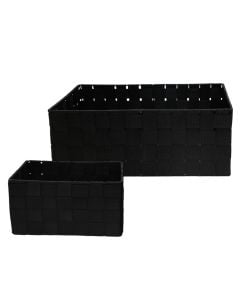 Storage basket set, 3 pieces, nylon, black, L-32x22xH12 cm, 2xS-20x15xH12 cm