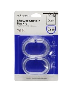 Unazë për perde dushi, plastike, e bardhë/transparente, 12 pc