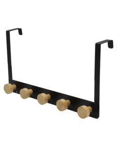 Varëse shumëfunksionale, 5 grepa, metalike/druri, e zezë/kafe, 33.3x18 cm