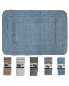 Bath mat, cotton, green/khaki/blue/white/grey, 40x60 cm