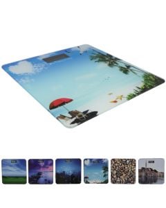 Electronic scale, glass, colorful, 28x28 cm