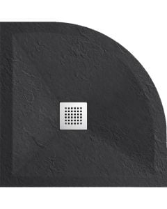 Shower tile+drainer, resin, stone effect, grey, 84x84xH2.5 cm