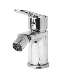 Bidet mixer, bronze material, silver color, chrome finish, pop up waste plug, 35 cm flexible hose
