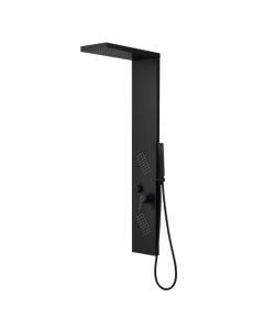Shower panel, aluminum, with 3 functions, black, 20x4xH130 cm