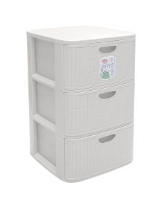 Storage rack, "DOMUS", with 3 drawers, plastic, white,  40x40xH60 cm