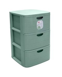 Storage rack, "DOMUS", with 3 drawers, plastic, green,  40x40xH60 cm