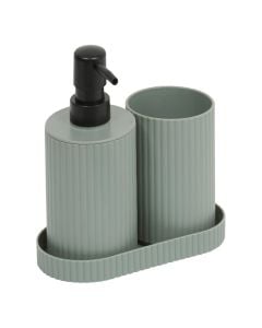 Toilet accessory set, 3 pc, polypropylene, green, Dia.7.5xH10.5 cm; 16x8xH2 cm