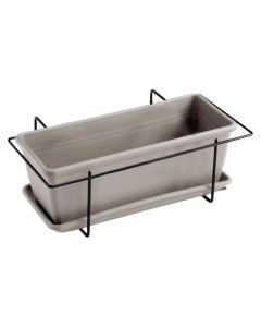 Rectangular flower pot set, MARE, plastic, brown, 17x60xH14.5 cm