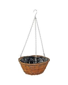 Round hanging flower pot, plastic, brown, Ø31xH14 cm