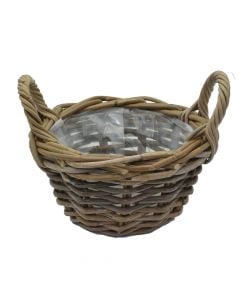 Round flower pot, rattan stripe, natural, Ø26 xH12 cm