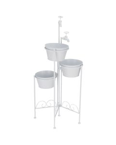 Flower pot holder (3 pots), metallic, white, H93 cm